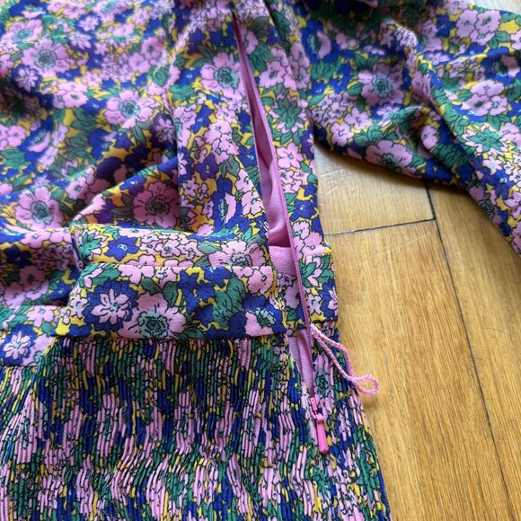 Boden Women's 6L Tall Floral Long-Sleeve Tiered Plisse Skirt Mini Dress - Picture 15 of 16